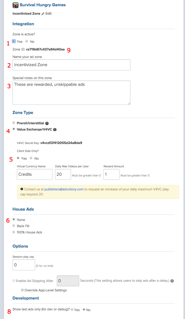 AdColony Incentivized Zone