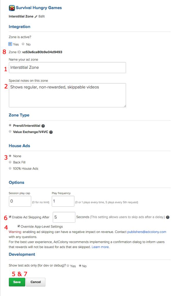 AdColony Interstitial Zone
